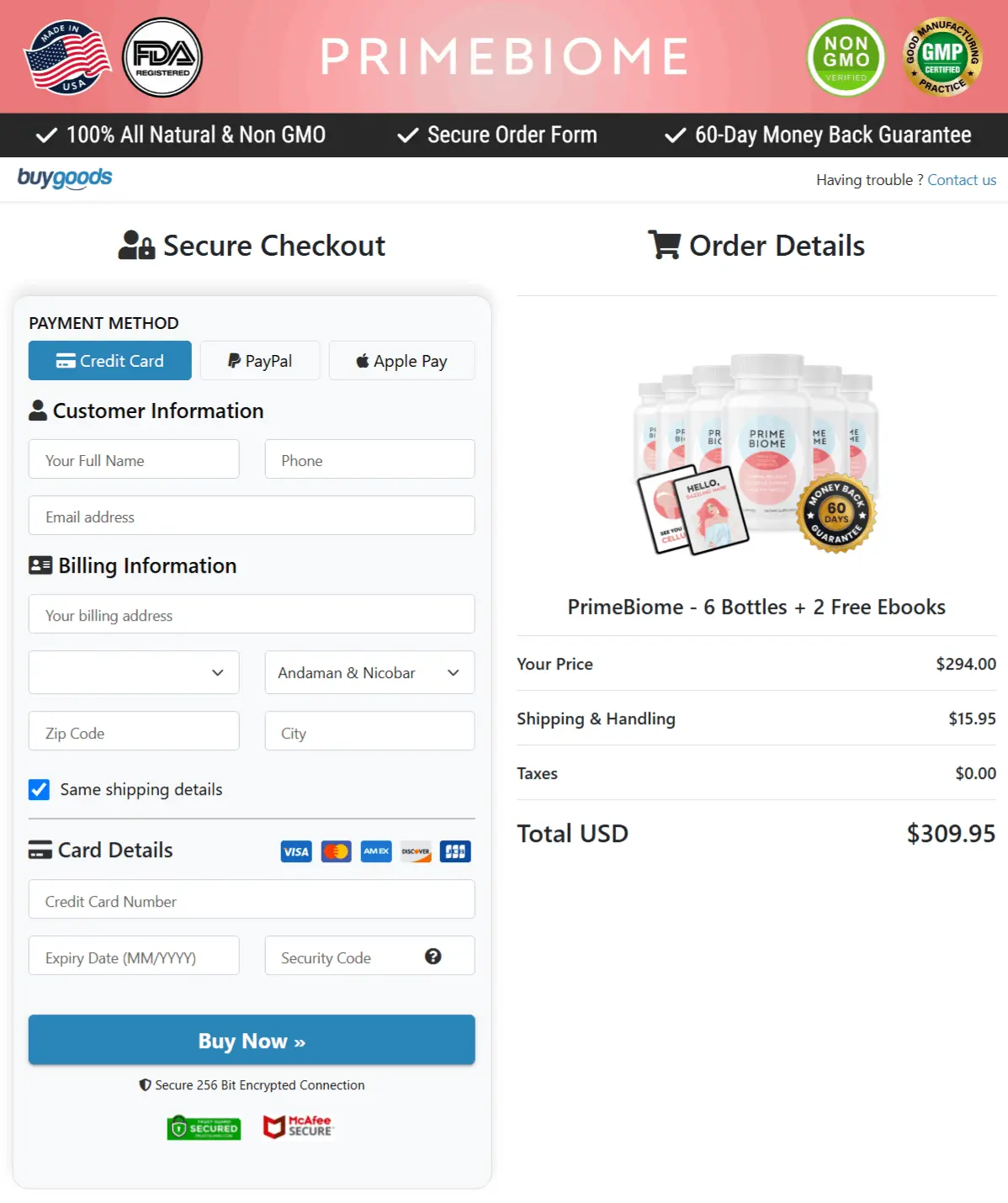 primebiome checkout